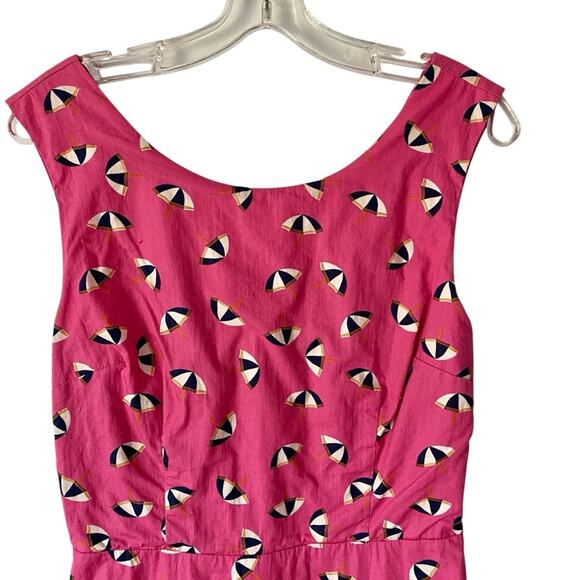 ModCloth Just A Little Something Pink Cotton Beach Umbrella Mini Dress size 10 - Picture 4 of 9